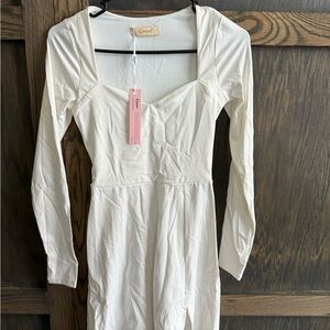 Cream Long Sleeve Dress